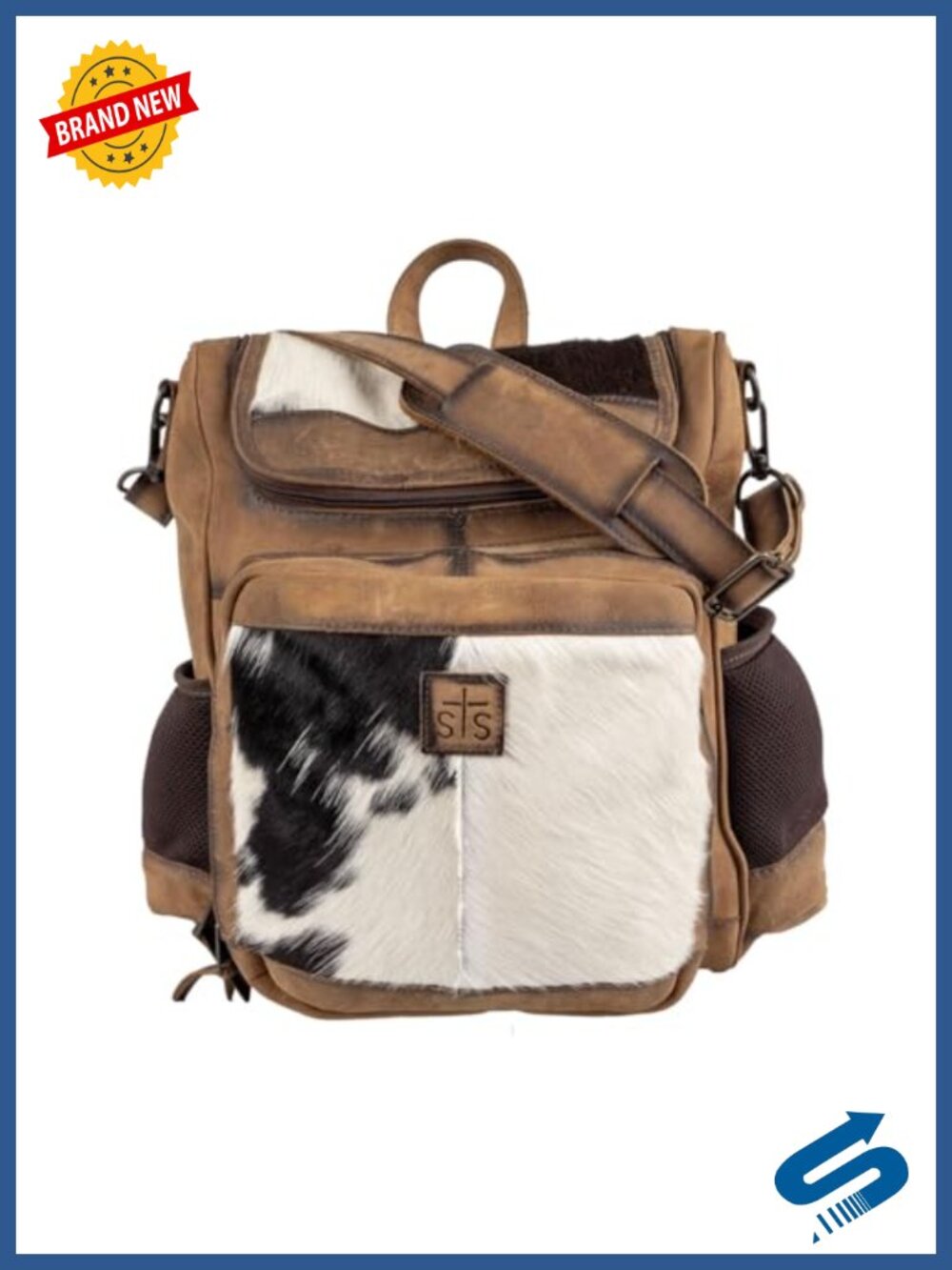 STS Ranchwear Cowhide Laini Backpack Detachable Strap Laptop Compatible